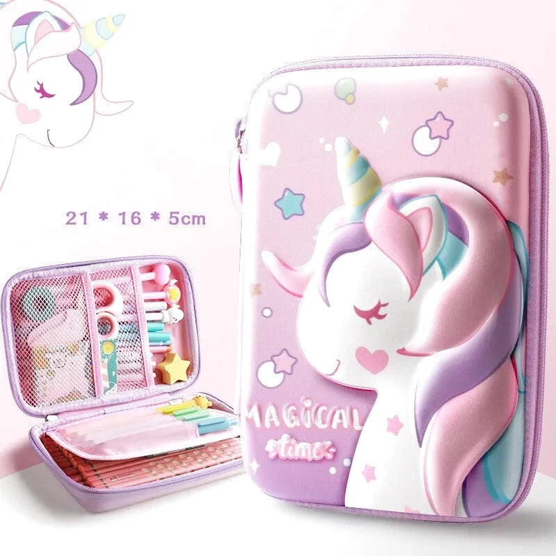 Trousse a double compartiment licorne