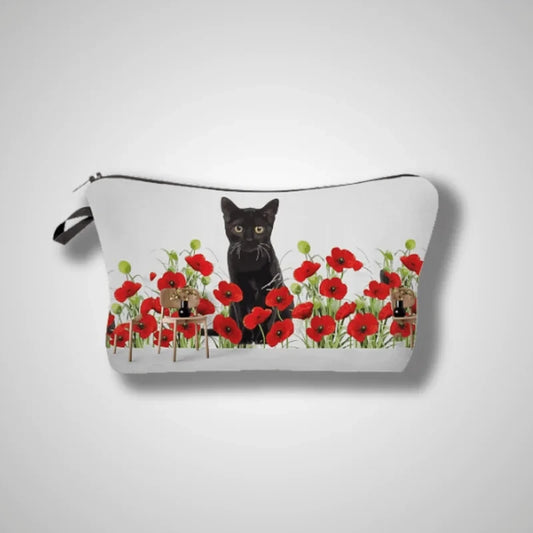 Trousse chat avec fleurs