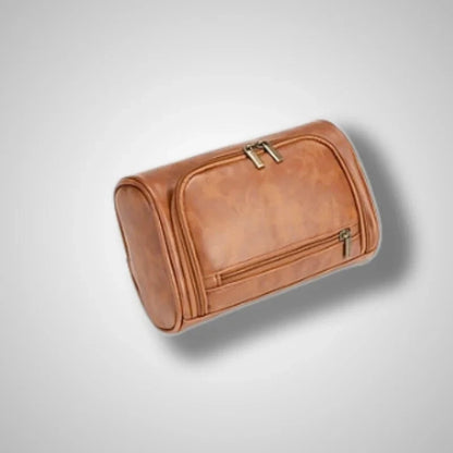 Trousse de toilette homme cuir vintage Marron clair