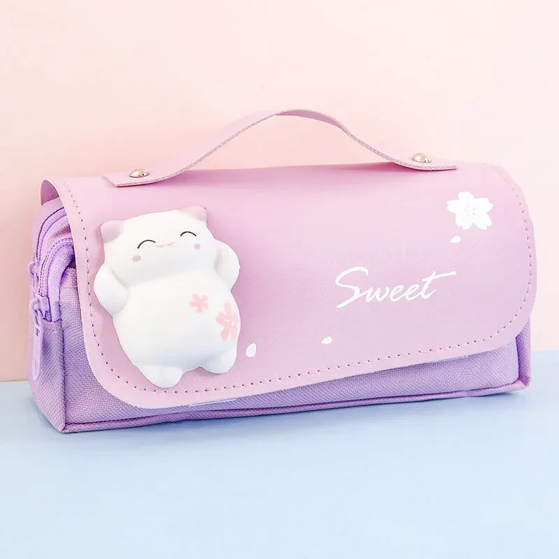 Trousse double compartiment chat