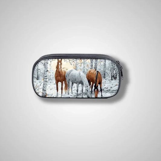 Trousse scolaire chevaux dans la neige